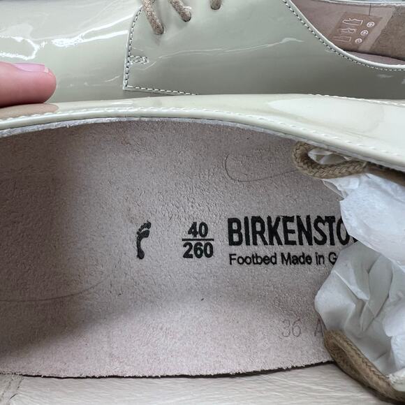 Birkenstock Saunders Patent Leather Clog Cloud Patent Women 9/Men 7 NWB Narrow - Picture 9 of 10